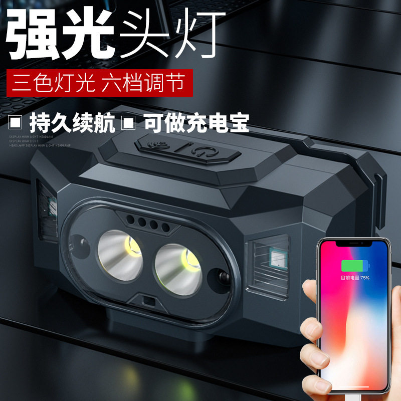 新款感应夜钓鱼头灯户外