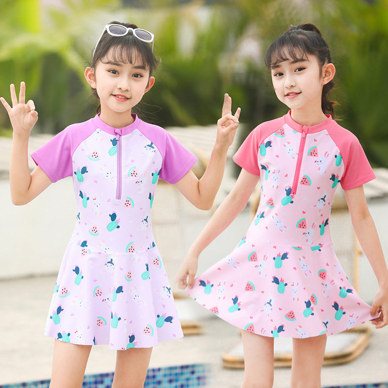 儿童泳衣2026新款女童泳衣中大童分体泳衣女孩带泳裤小童女童泳装