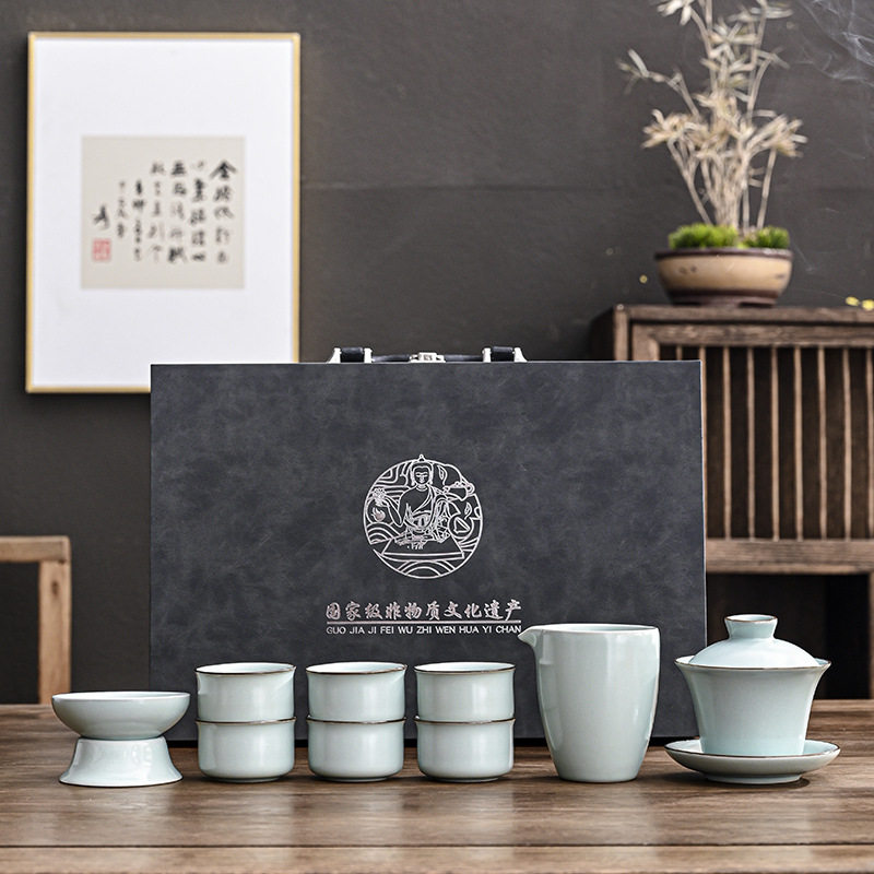 汝窑功夫茶具套装陶瓷茶