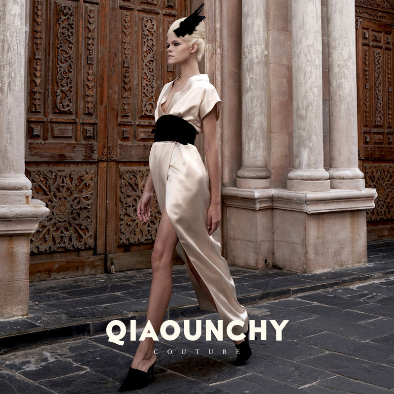 仙骨 QIAOUNCHY俏云曦｜国风高定宽腰封高衩连衣裙25早秋长连衣裙