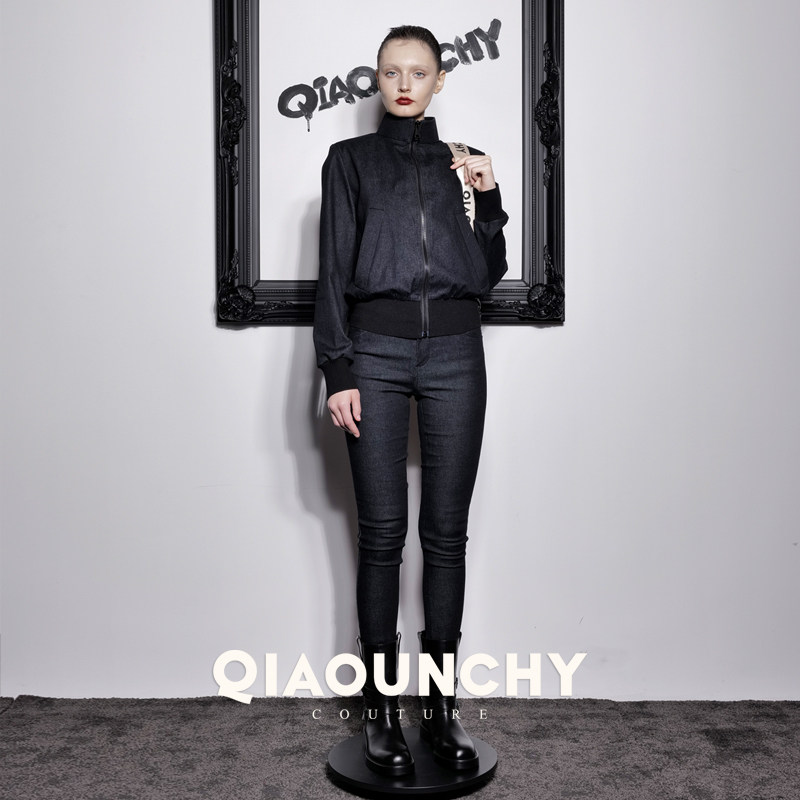 基础款 QIAOUNCHY俏云曦｜修身弹力蓝色洗水牛仔棉小腿裤25秋冬裤