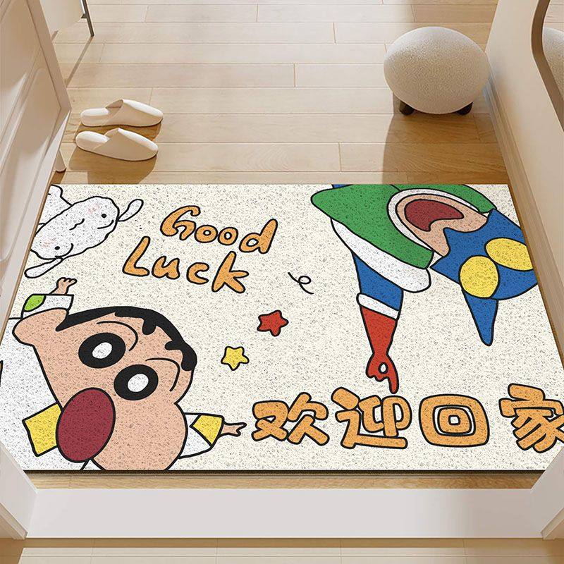 卡通入户门地垫玄关蹭土丝圈脚垫家用房间门口蜡笔小新地毯脚踏垫,居家布艺,入户地垫,淘宝优惠券,粉丝福利购,淘宝优惠卷