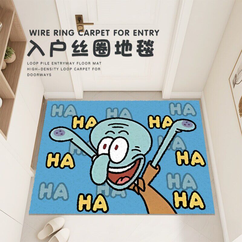 2026创意新款章鱼哥脚垫门口地毯入户门地垫防滑耐脏丝圈进门垫子