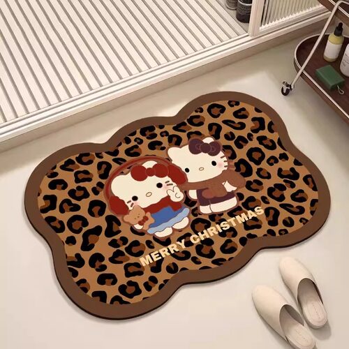 HelloKitty轻奢豹纹硅藻泥脚垫