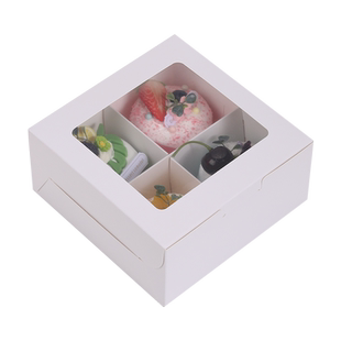 4粒六宫格纸杯蛋糕盒开窗透明下午茶甜品打包盒雪媚娘包装盒6粒装