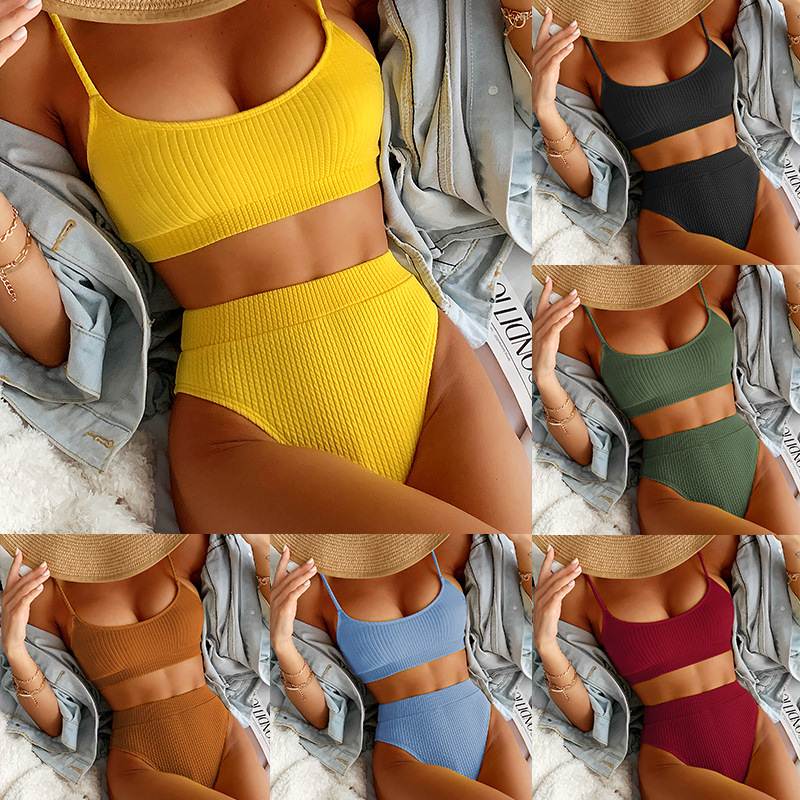 2022欧美U型高腰比基尼性感女泳衣泳装Bikini two-piece swimsuit