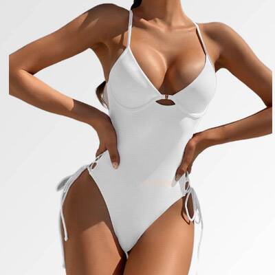 Pure color fashion casual sexy one-piece swimsuit纯色泳装女