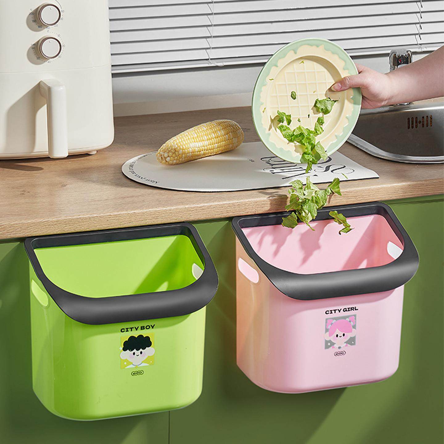 厨房垃圾桶壁挂式高颜值家用2025新款免弯腰卫生桶多功能厨房桶子