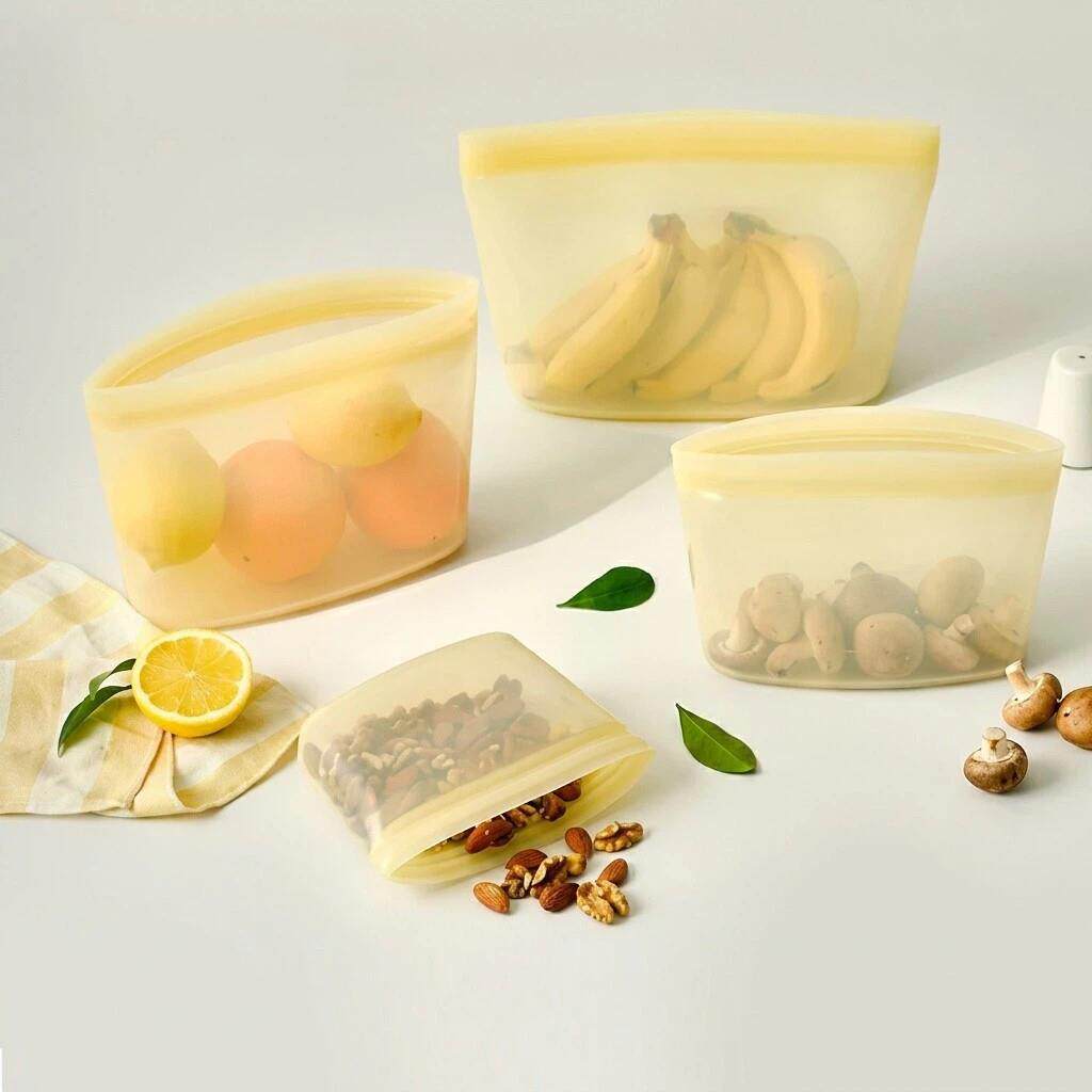 日本硅胶食品级厨房保鲜袋微波加热冰箱冷冻储存分装密封收纳袋子