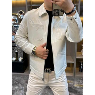 28762秋冬季男士新品翻领纯皮夹克皮衣外套轻奢时尚帅高级感个性