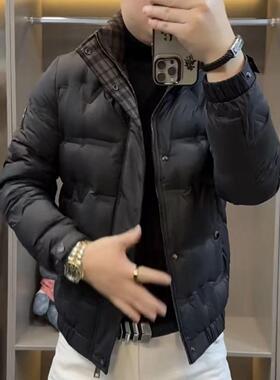 男士-冬季时尚潮流帅气修身黑色商务欧货韩版立领领羽绒服百搭962