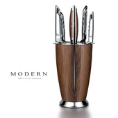 摩登MODERN隐锋刀具6件套装 刀架厨房组合不锈钢菜刀家用乔迁礼品