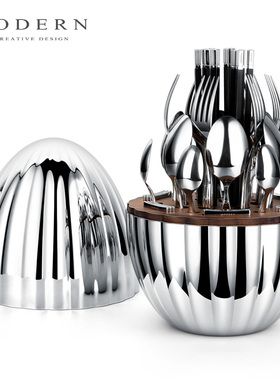 摩登MODERN轻奢筷子版银龙蛋西餐具套装收纳盒高级摆饰乔迁送礼