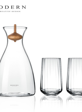 摩登MODERN轻奢冷水壶套装耐热高温透明玻璃大容量水杯家用凉水壶