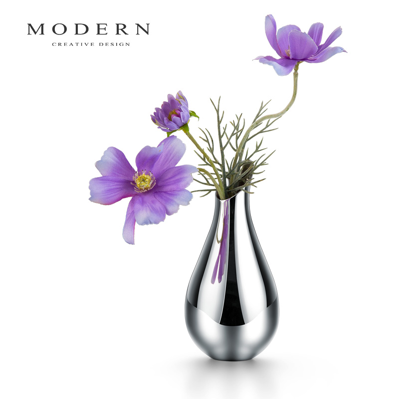 摩登MODERN轻奢餐桌软装饰客厅摆件插花花器北欧简约不锈钢花瓶
