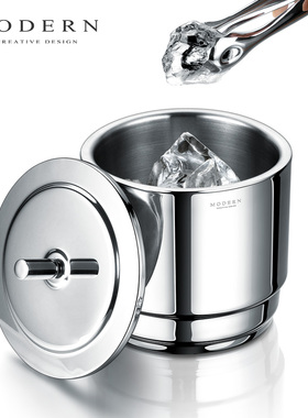 摩登MODERN轻奢双层冰桶冰块保温存放桶不锈钢调酒器洋酒鸡尾酒