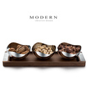 MODERN轻奢胡桃木干果盘家用茶几零食碗创意坚果盘水果盘茶托盘