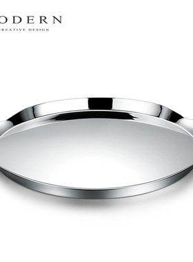 摩登MODERN北欧西餐餐盘轻奢不锈钢圆形酒店托盘家用酒具甜品盘