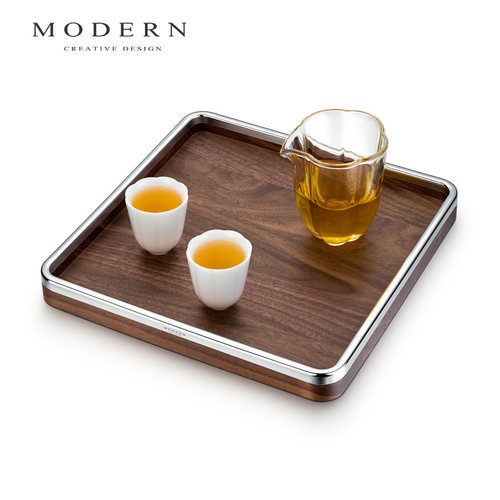 摩登MODERN原轻奢如意胡桃木托盘