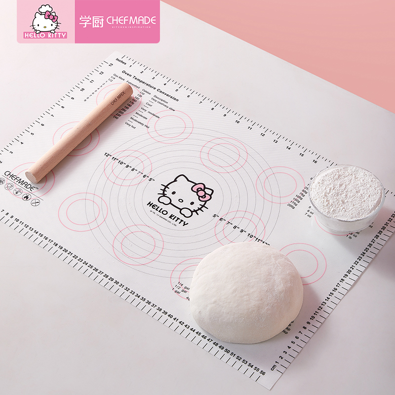 CHEFMADE学厨KITTY耐高温防滑铂金硅胶垫饼干和面揉面垫烘焙工具