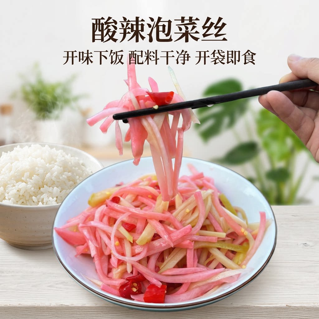 酸辣爽口泡菜丝开袋即食开味解腻
