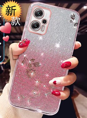 适用红米note12Tpro手机壳女新款小米redmi Note12 5G硅胶保护套网红高闪钻pr0全包防摔软外壳高级感