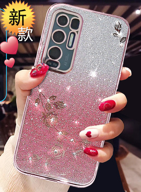 适用于reno5pro+手机壳女新款reno5K的手机套硅胶PEDRSG-TM00镜头全包opporeno5pro十曲面屏防摔软外壳薄潮钻