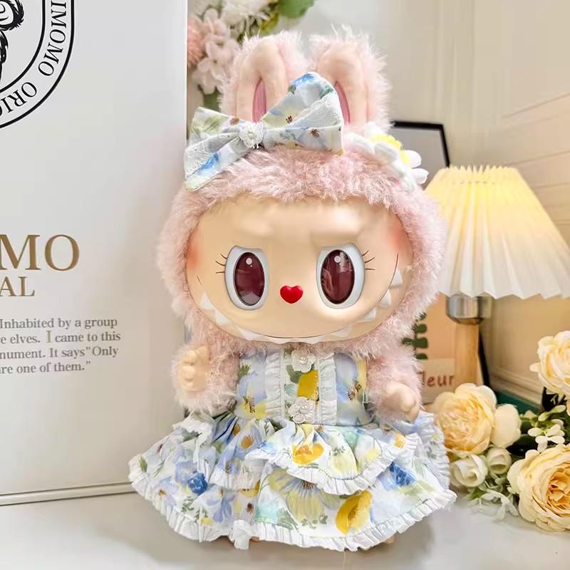 拉布布娃衣labubu玩偶衣服38cm搪胶毛绒娃娃公仔MOKOKO甜心粉爱心