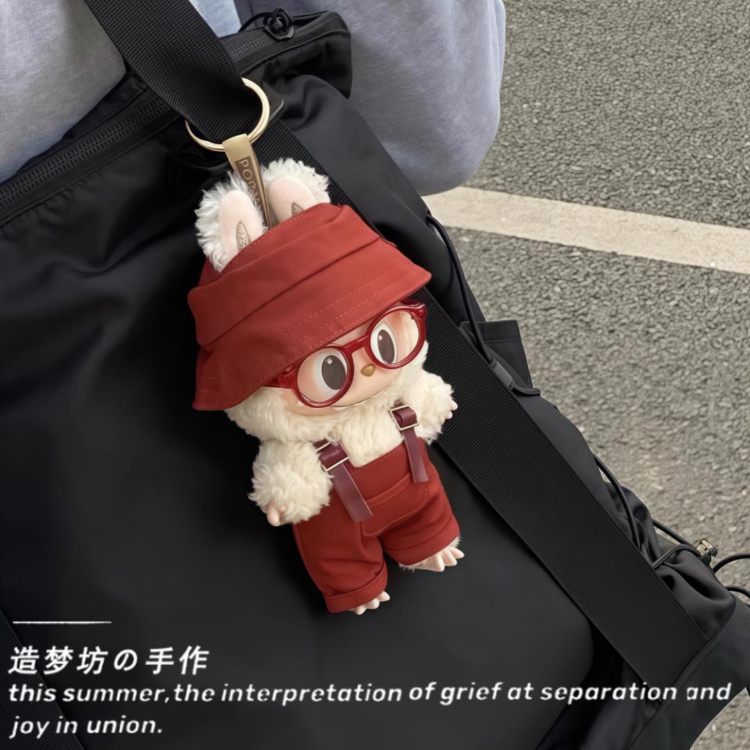 拉布布娃衣官方正品泡泡玛特一代马卡龙背带裤搪胶衣服labubu娃衣