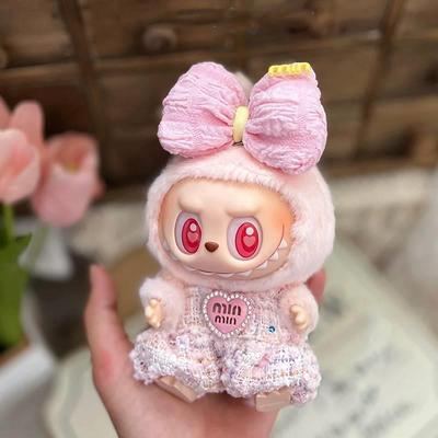 labubu娃衣官方正品17cm粉色小香风拉布布娃衣盲盒用娃衣马卡龙衣