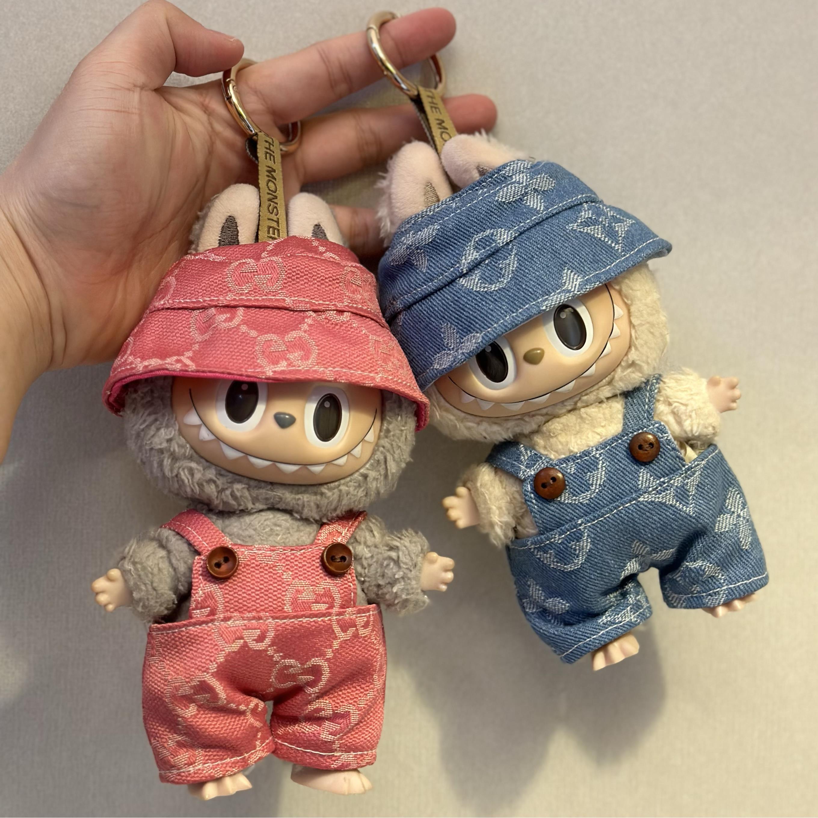 拉布布娃衣玩偶正品1/2代labubu挂件衣服17cm搪胶公仔服装拉布布