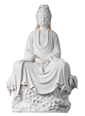 陶瓷摆件正坐念珠观音佛像