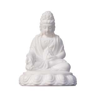 态白陶瓷摆件本命佛虚空藏菩萨像生肖属牛虎守护神佛像供奉工艺品