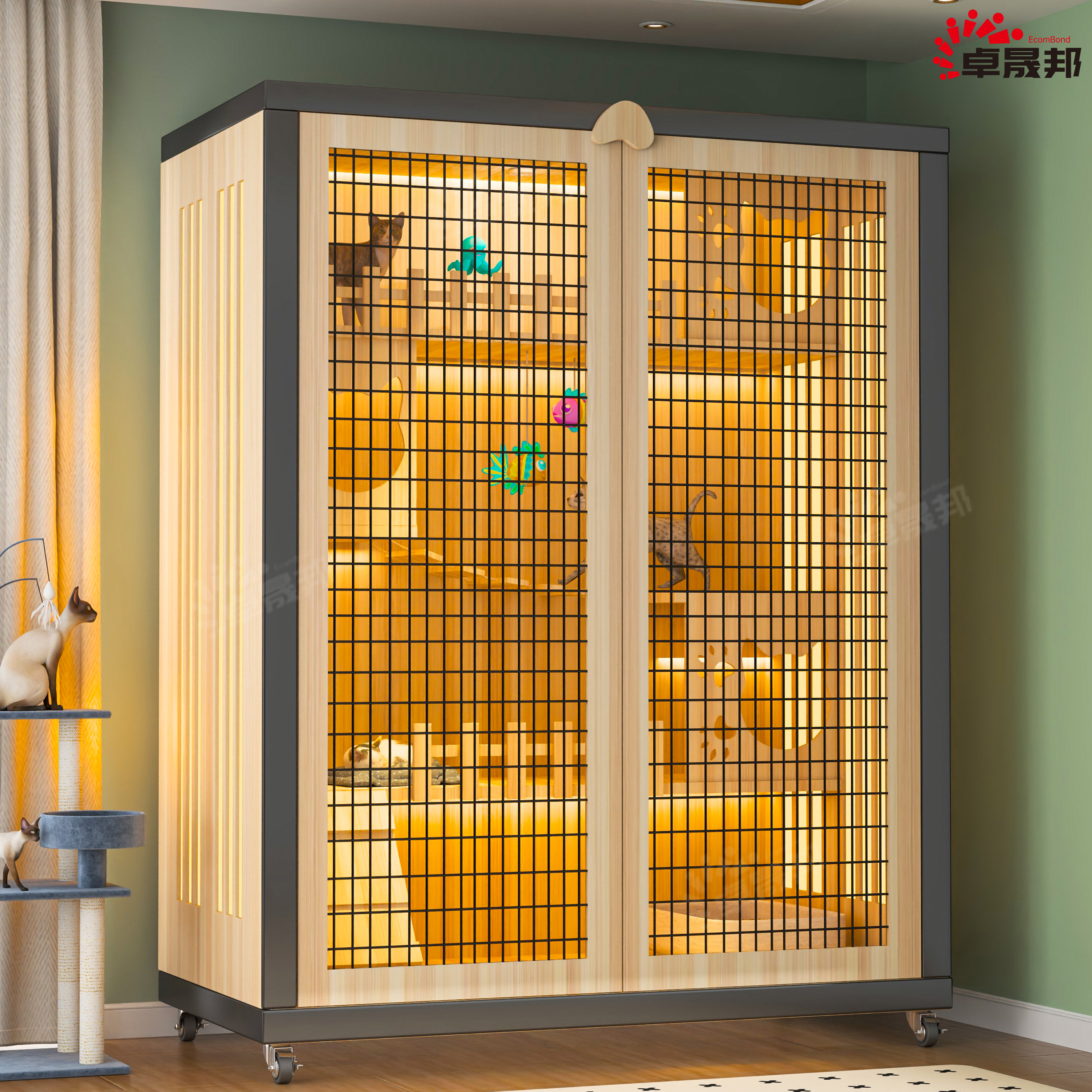 猫别墅猫笼子家用带厕所一体猫舍猫砂盆室内猫屋猫柜猫咪别墅猫窝