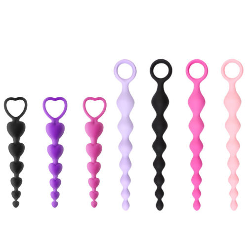Heart shaped silicone anal sphincter, cerclar beads, anal p