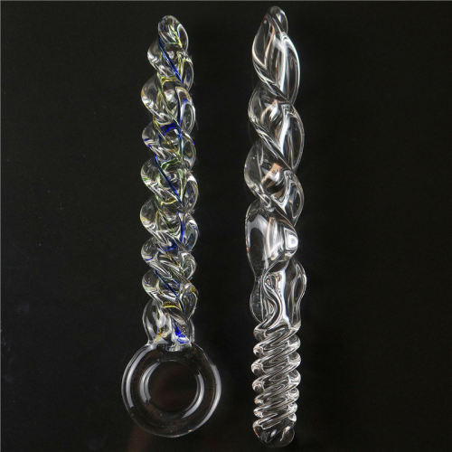Threaded glass dildo, threaded anal plug, glass anal plug f