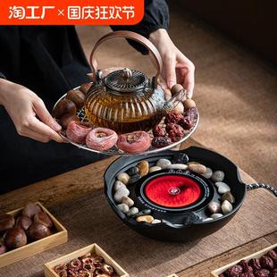 网红罐罐煮茶器提梁 围炉煮茶室内家用全套电陶炉花茶玻璃茶具套装