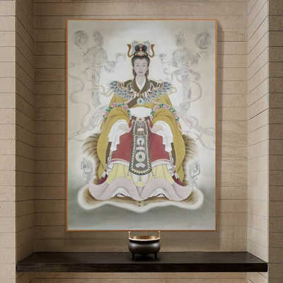 结缘女娲娘娘画像中华始祖母精品挂画女娲伏羲壁画中式人物装饰画