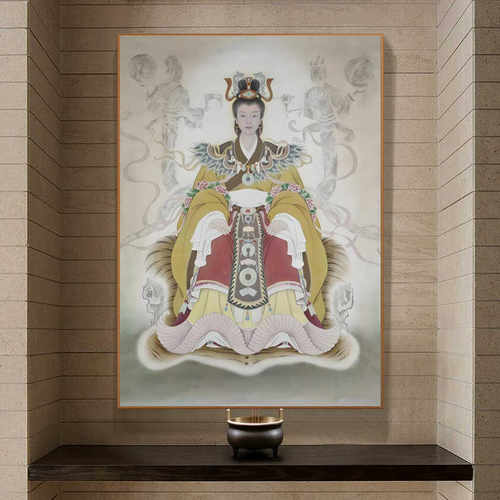 结缘女娲娘娘画像中华始祖母精品挂画女娲伏羲壁画中式人物装饰画