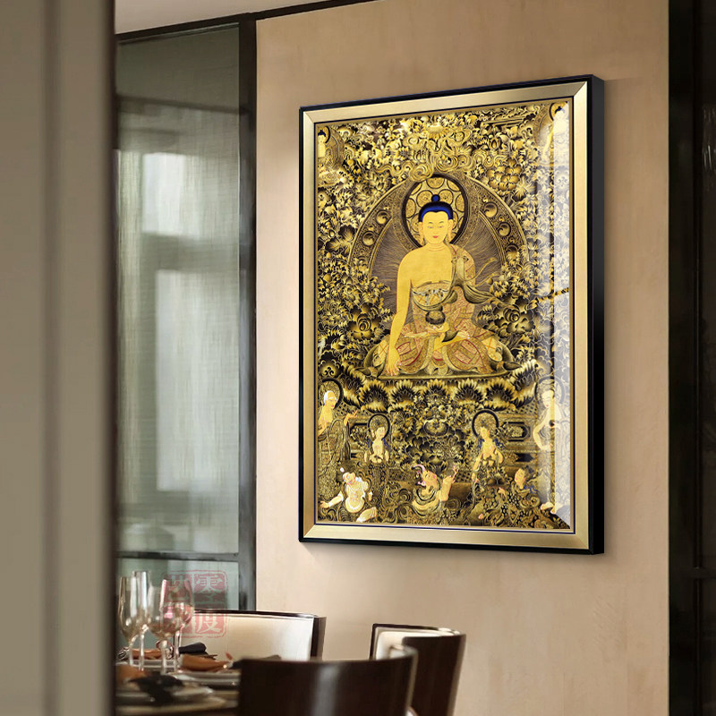 客厅装饰画释迦牟尼佛中堂玄关菩萨供奉唐卡佛像挂画大日如来画像