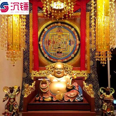 财宝天王唐卡西藏手绘唐卡坛城壁画绿度母尼泊尔佛堂客厅字画挂画