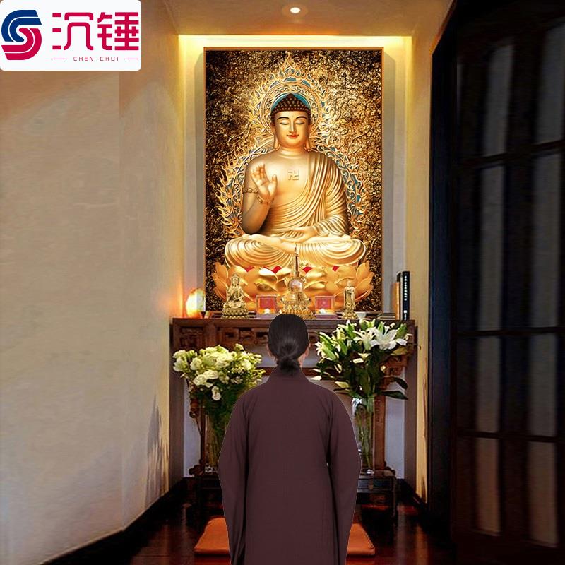 阿弥陀释迦药师弥勒大日如来佛像晶瓷带框壁挂画led灯mp3竖版定制