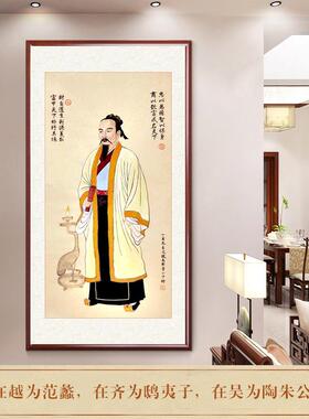 网红文财神像陶朱公商圣范蠡画像招财风水财神爷装饰框画