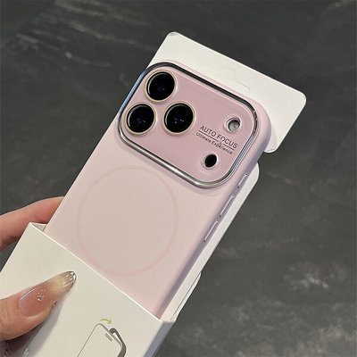 简约粉白色适用苹果17promax手机壳iPhone16pro液态硅胶大视窗Magsafe磁吸新款15pm全包镜头14情侣防摔保护套