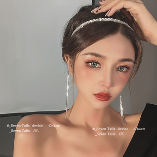 闪钻流苏发卡发箍女高级感网红2024年新款头箍百搭外出发饰头饰品