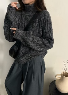 双鹿专柜正品2025女冬季时尚休闲保暖高领套头针织短装