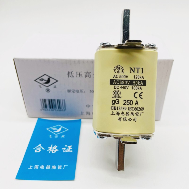 飞灵熔断器NT1-gG250A AC500V-690V DC440V 160A200A上海电器陶瓷