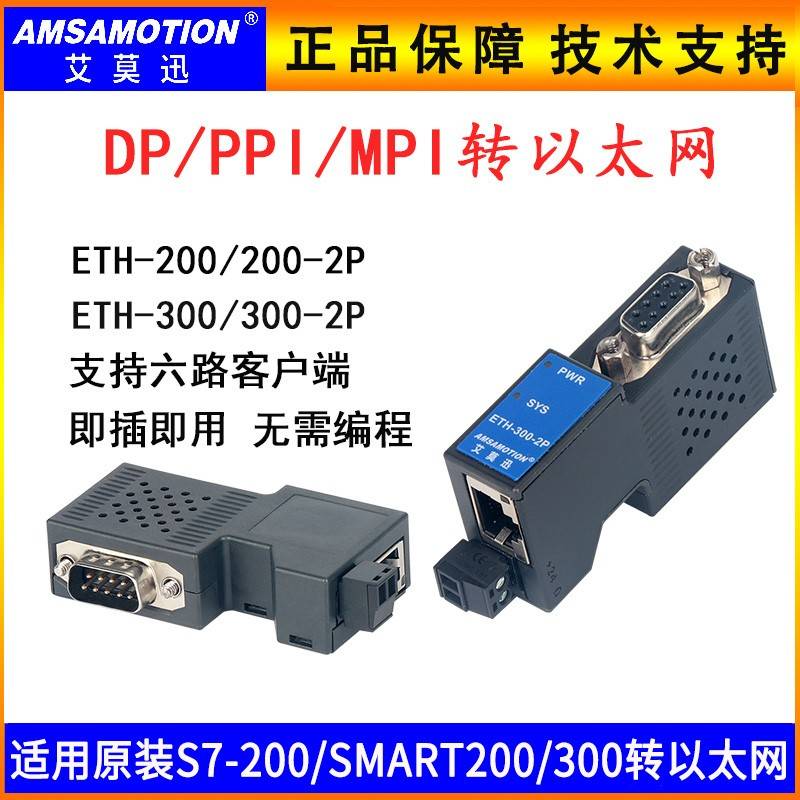 艾莫迅适用MPI/PPI/DP S7-200转以太网S7 TCP模块 ETH-200/300-2P