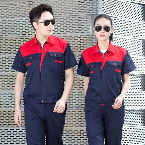 短袖工作服套装男女汽修服工厂车间夏季半袖工作服劳保服工装制服