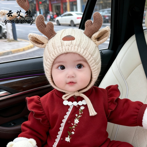 婴儿帽子秋冬季宝宝新年女男童